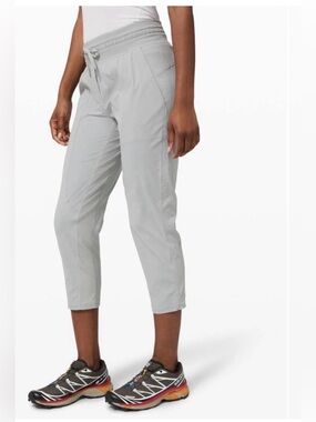 Lululemon Dance Studio Mid-Rise Light Gray Drawstring Crop Pants Size 6